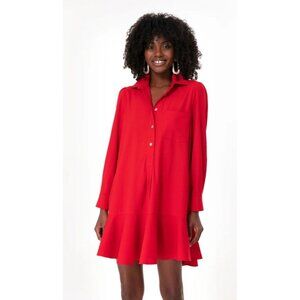 NWT Tuckernuck Red Crepe Callahan Shirt Dress Size XL Lightweight Crepe
